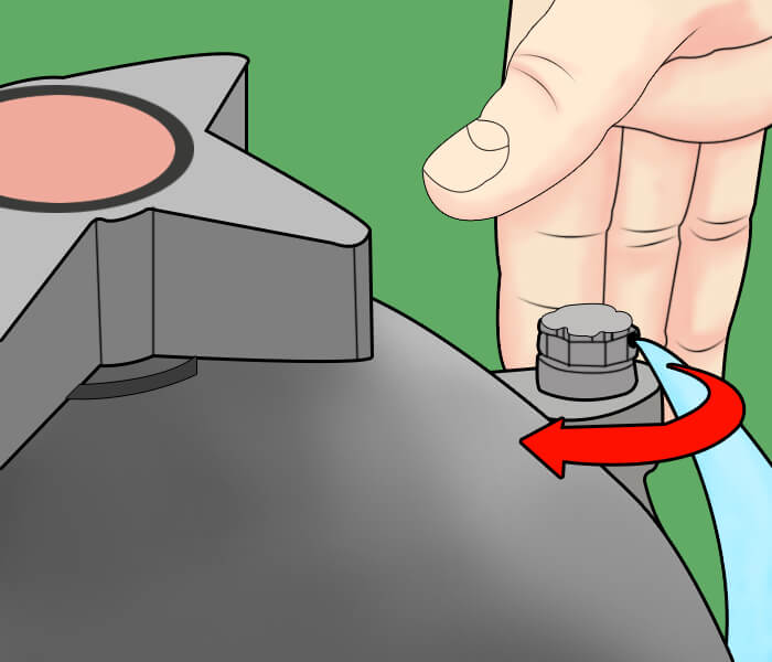 close the air valve when water starts to spray